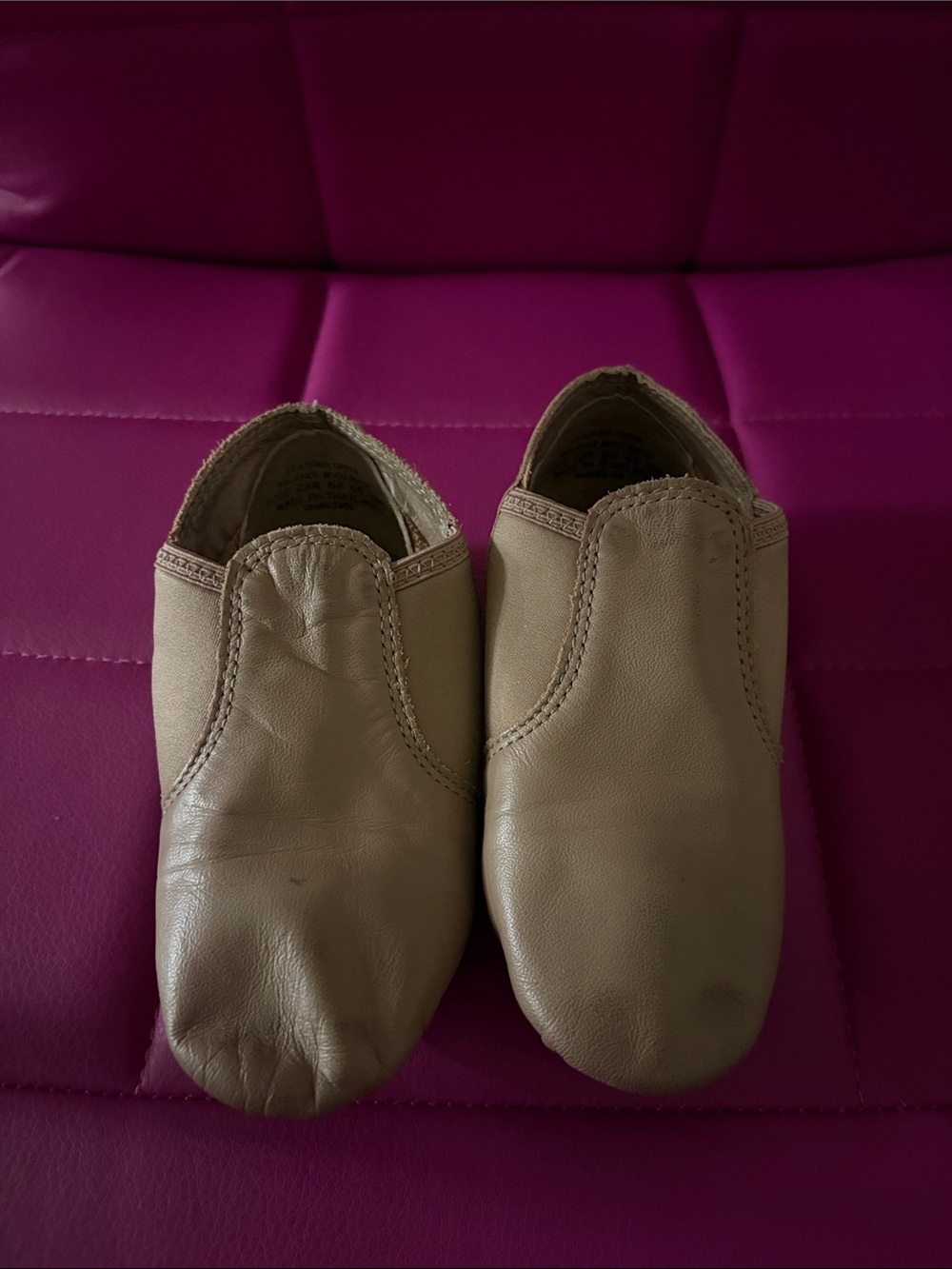 Kids Slip-On Leather Dance Shoes in Beige